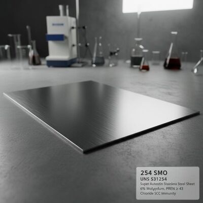 254 SMO UNS S31254 Super Austenitic Stainless Steel Sheet with 6% Molybdenum PREN ≥ 43 and Chloride SCC Immunity